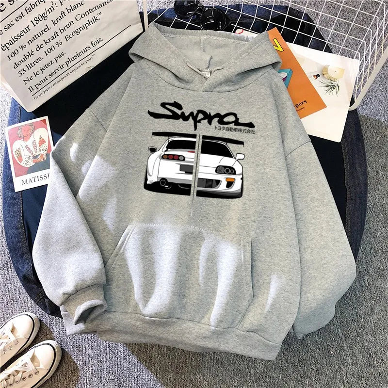 Y2K Streetwear Hoodie – Initial D Supra JDM Manga