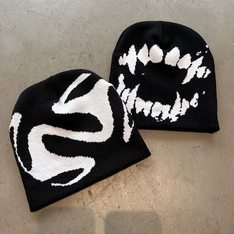 Hat Knitting Beanies Goth Tooth Caps