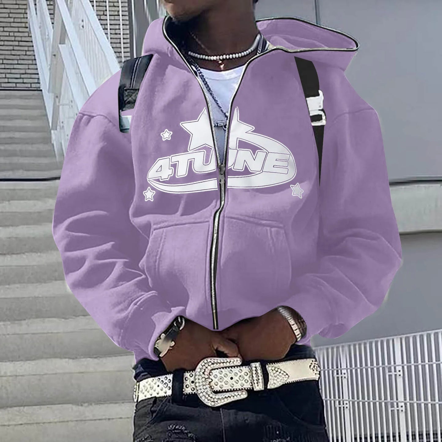 Sudadera con capucha y cremallera Y2K