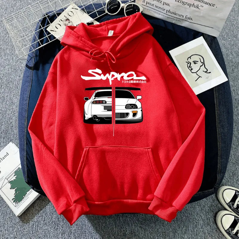 Y2K Streetwear Hoodie – Initial D Supra JDM Manga