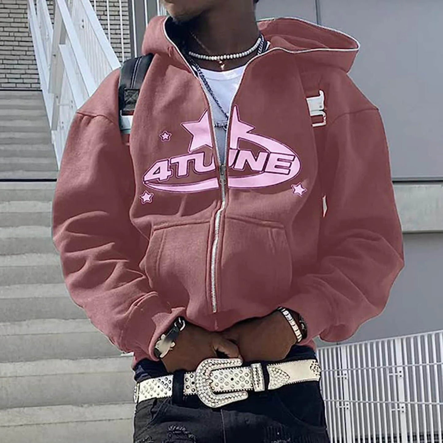 Sudadera con capucha y cremallera Y2K