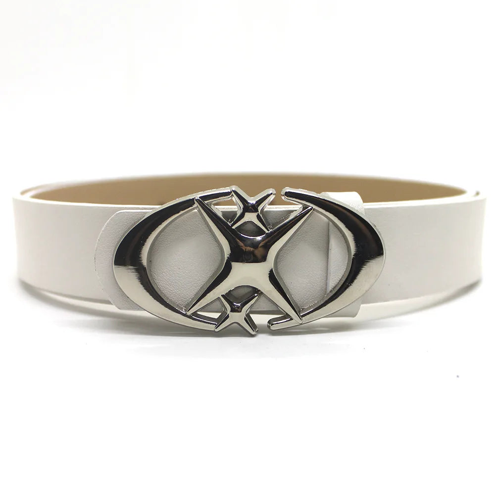 Cinturón con hebilla de estrella y cruz punk vintage para hombre y mujer