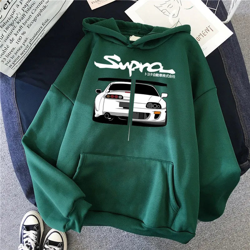 Y2K Streetwear Hoodie – Initial D Supra JDM Manga