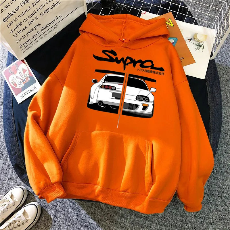 Y2K Streetwear Hoodie – Initial D Supra JDM Manga