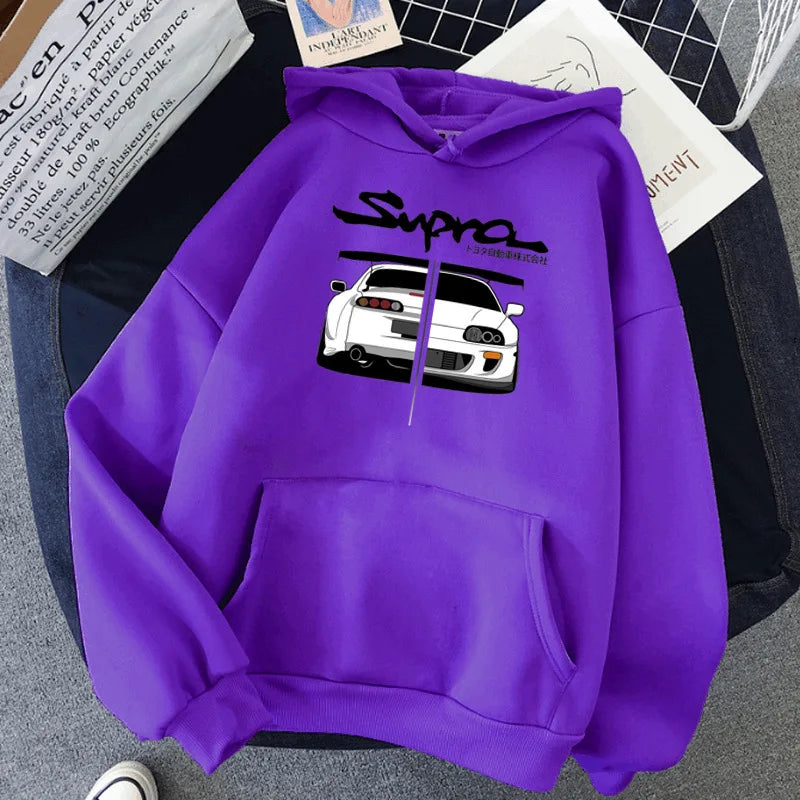 Y2K Streetwear Hoodie – Initial D Supra JDM Manga