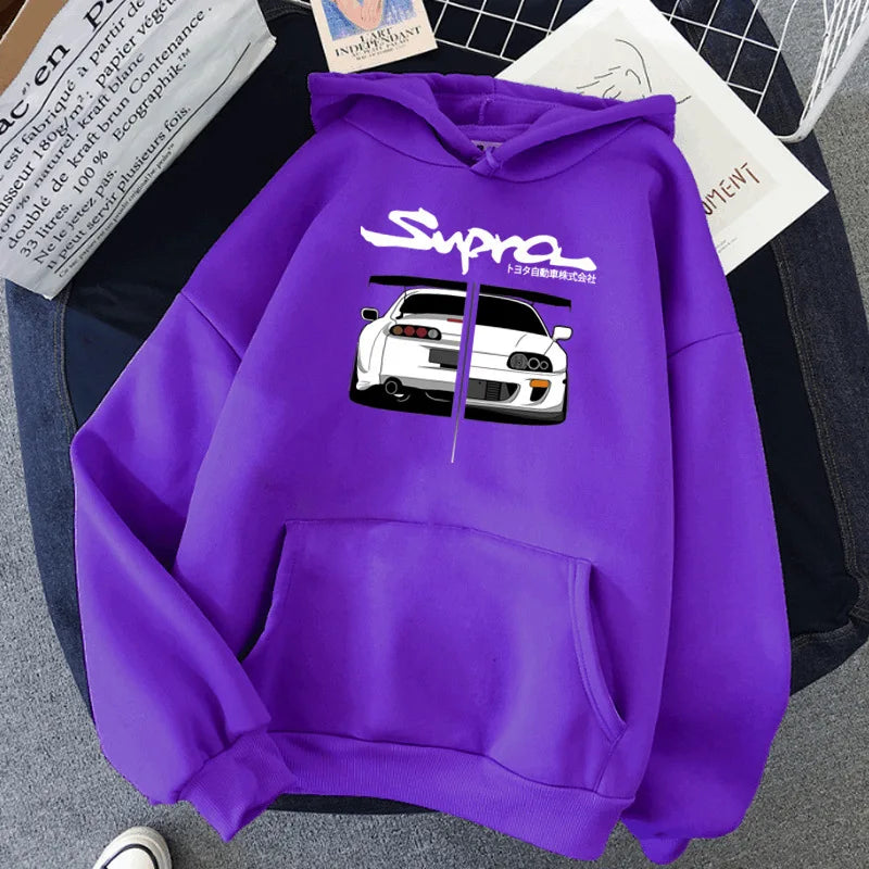 Y2K Streetwear Hoodie – Initial D Supra JDM Manga