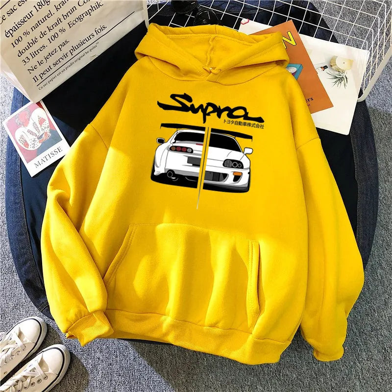 Y2K Streetwear Hoodie – Initial D Supra JDM Manga
