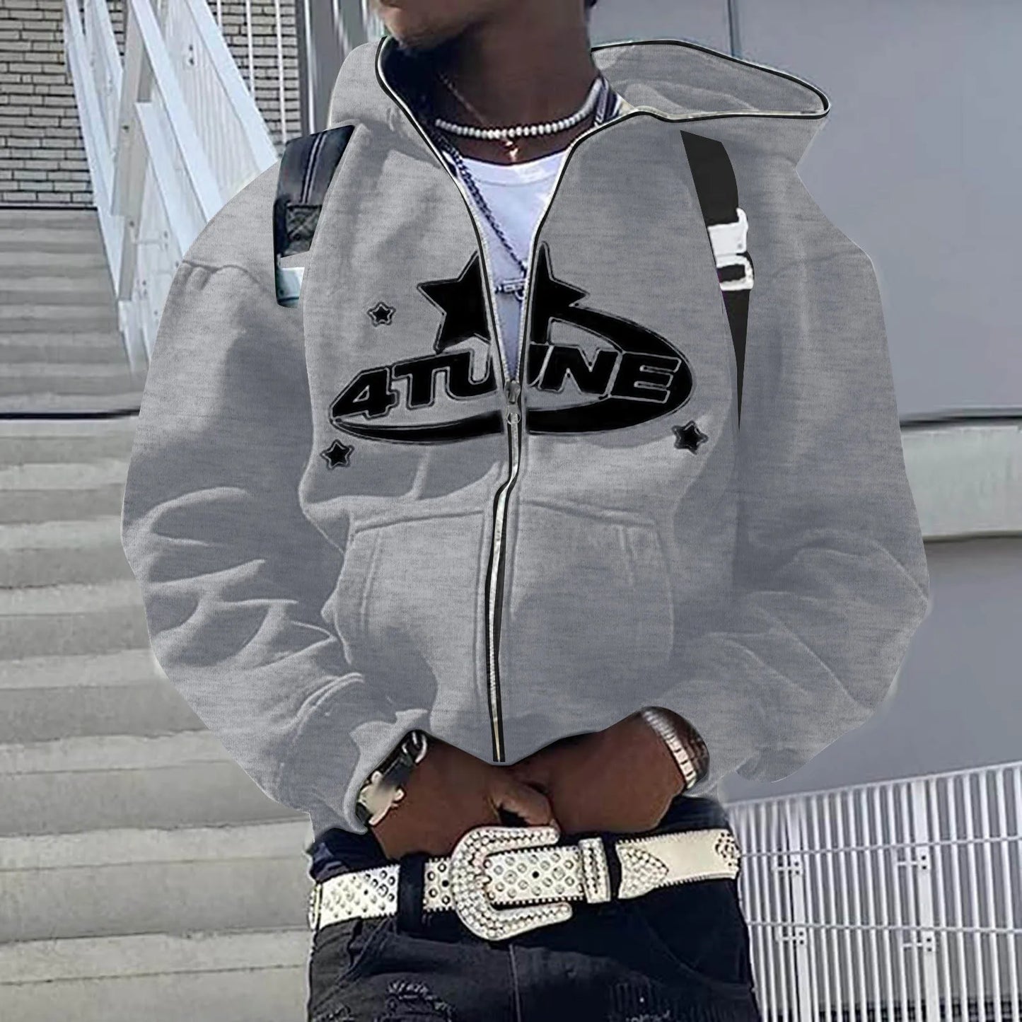 Sudadera con capucha y cremallera Y2K