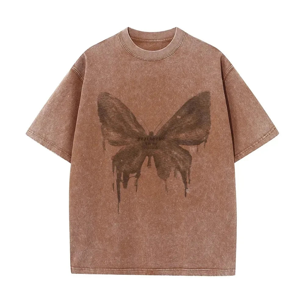Kurzarm-T-Shirt aus Baumwolle im Vintage-Stil