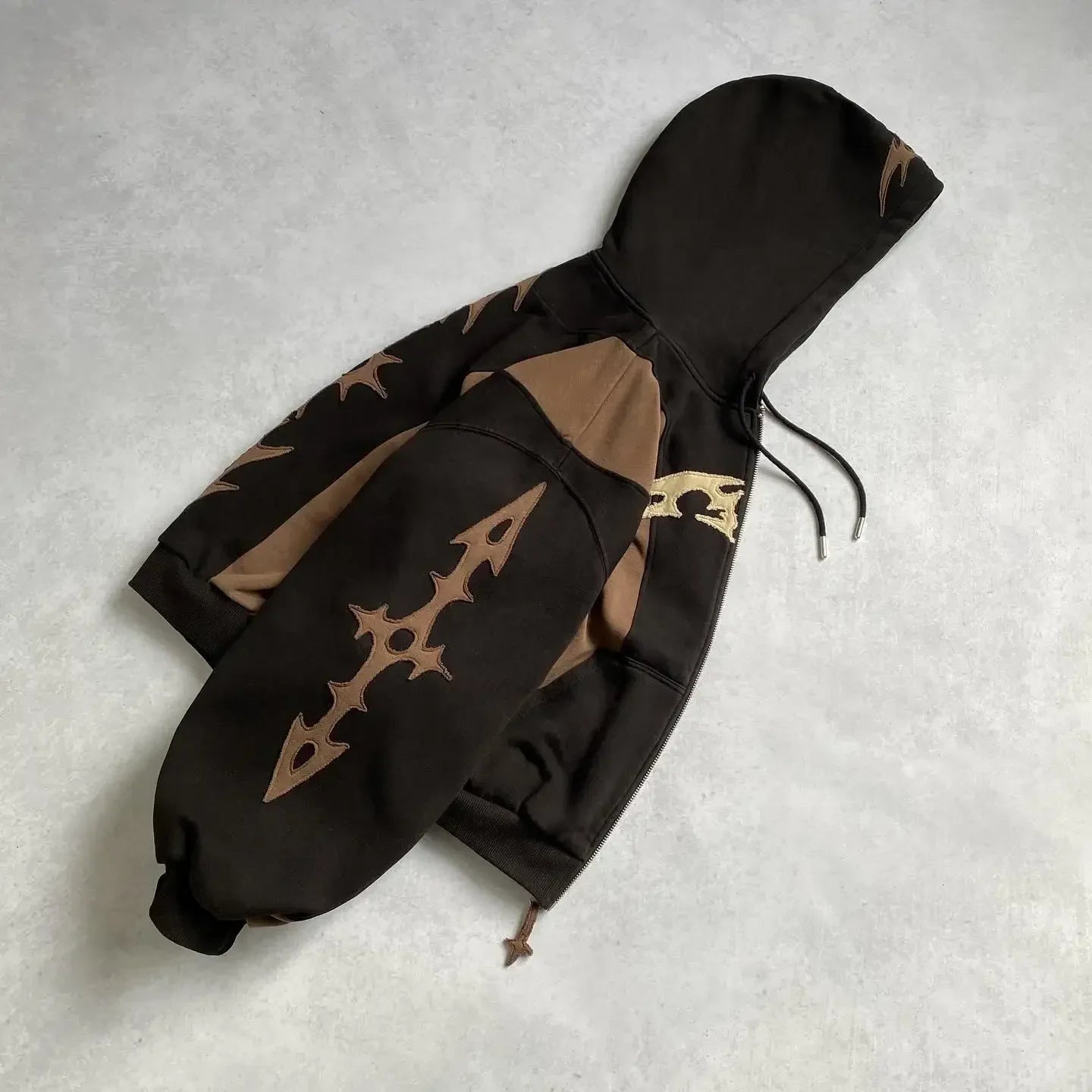 Harajuku Y2K Hoodie – Gotische geometrische Stickerei