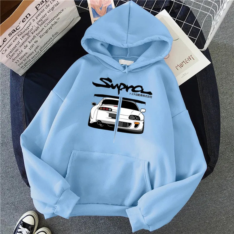Y2K Streetwear Hoodie – Initial D Supra JDM Manga