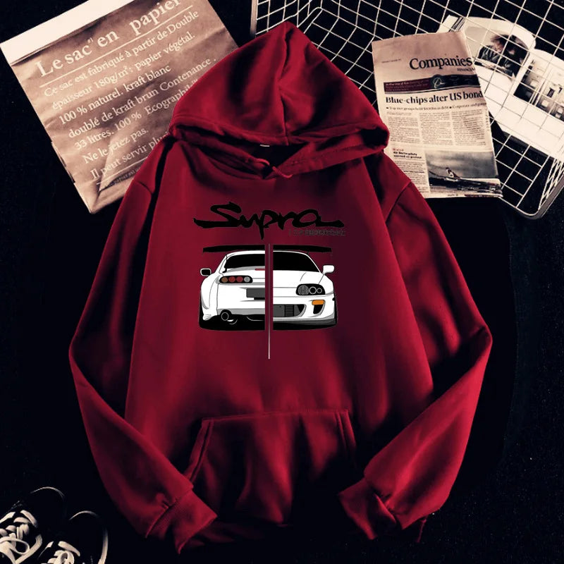 Y2K Streetwear Hoodie – Initial D Supra JDM Manga