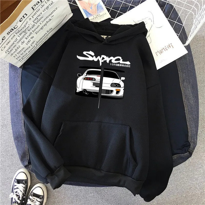 Y2K Streetwear Hoodie – Initial D Supra JDM Manga