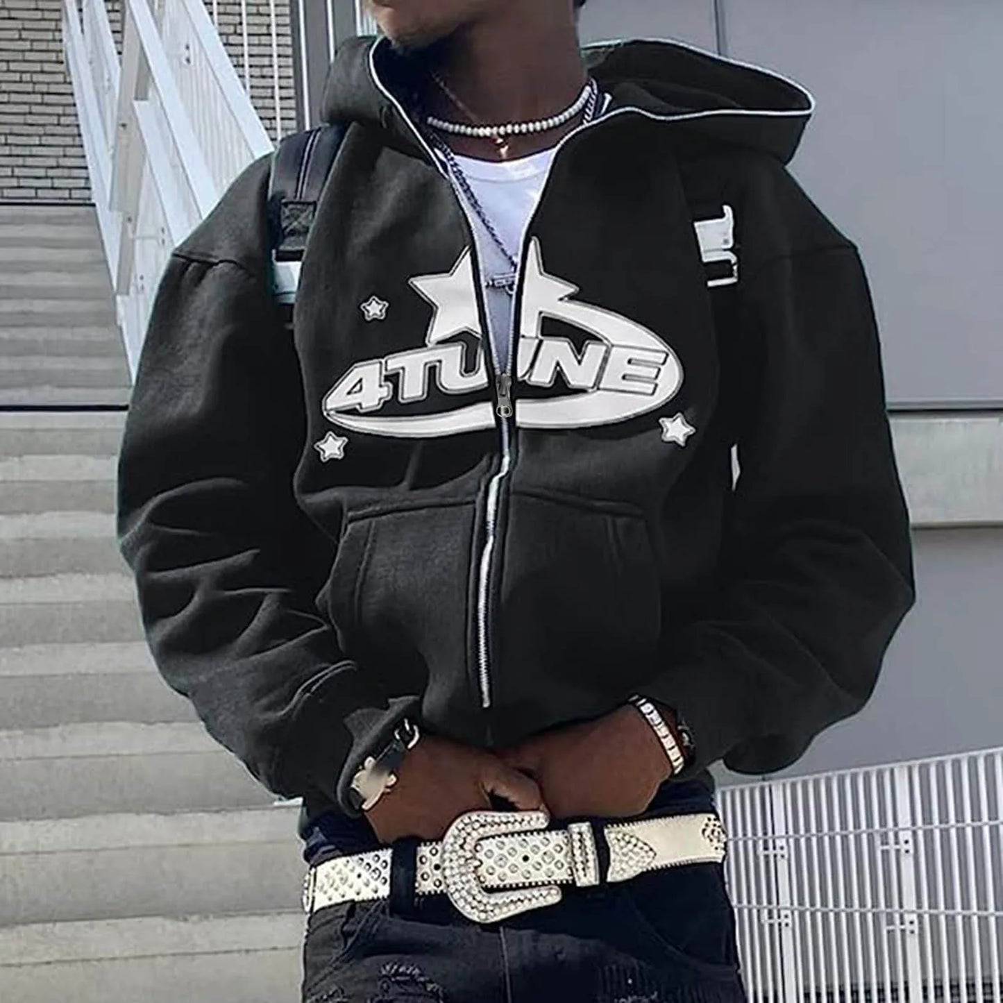 Sudadera con capucha y cremallera Y2K