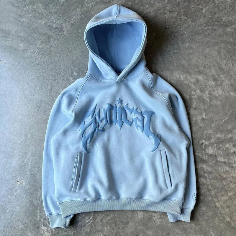 Hoodie Oversized Lettre Imprimée – Harajuku & Y2K