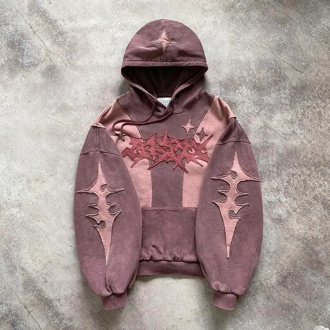 Harajuku Y2K Hoodie – Gotische geometrische Stickerei