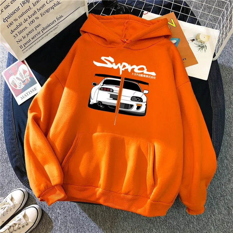 Y2K Streetwear Hoodie – Initial D Supra JDM Manga