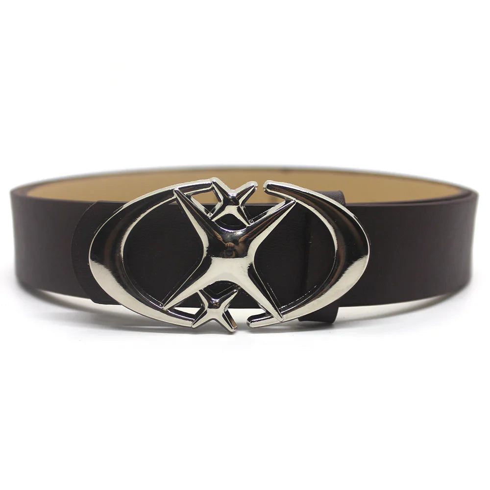 Cinturón con hebilla de estrella y cruz punk vintage para hombre y mujer