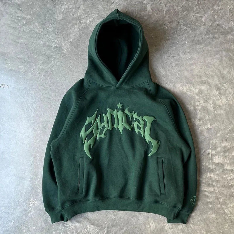 Hoodie Oversized Lettre Imprimée – Harajuku & Y2K
