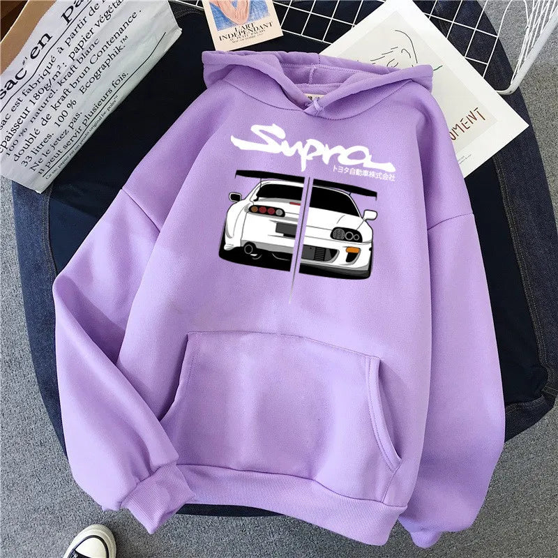 Y2K Streetwear Hoodie – Initial D Supra JDM Manga