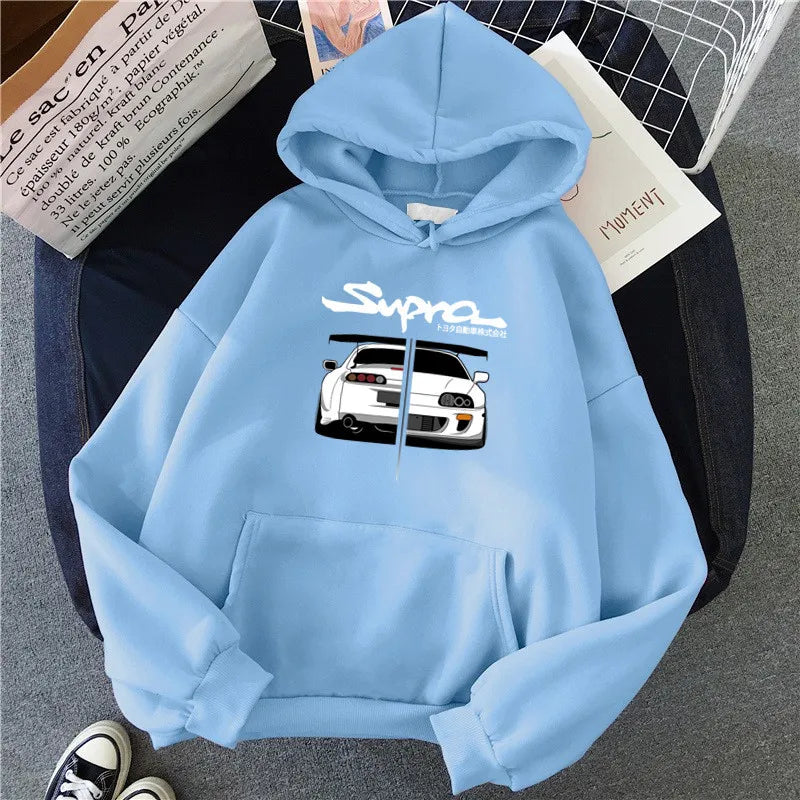 Y2K Streetwear Hoodie – Initial D Supra JDM Manga