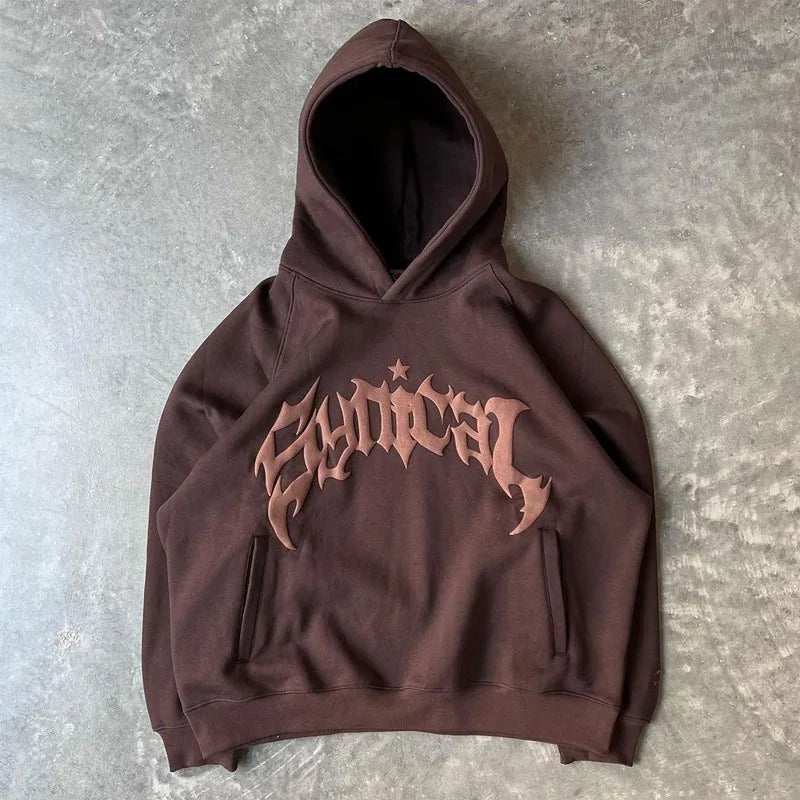Hoodie Oversized Lettre Imprimée – Harajuku & Y2K