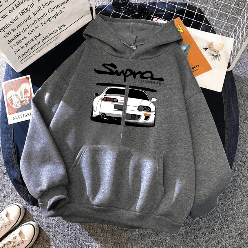 Y2K Streetwear Hoodie – Initial D Supra JDM Manga