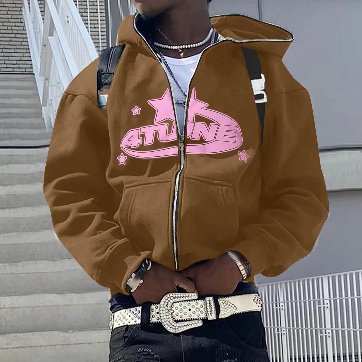 Sudadera con capucha y cremallera Y2K