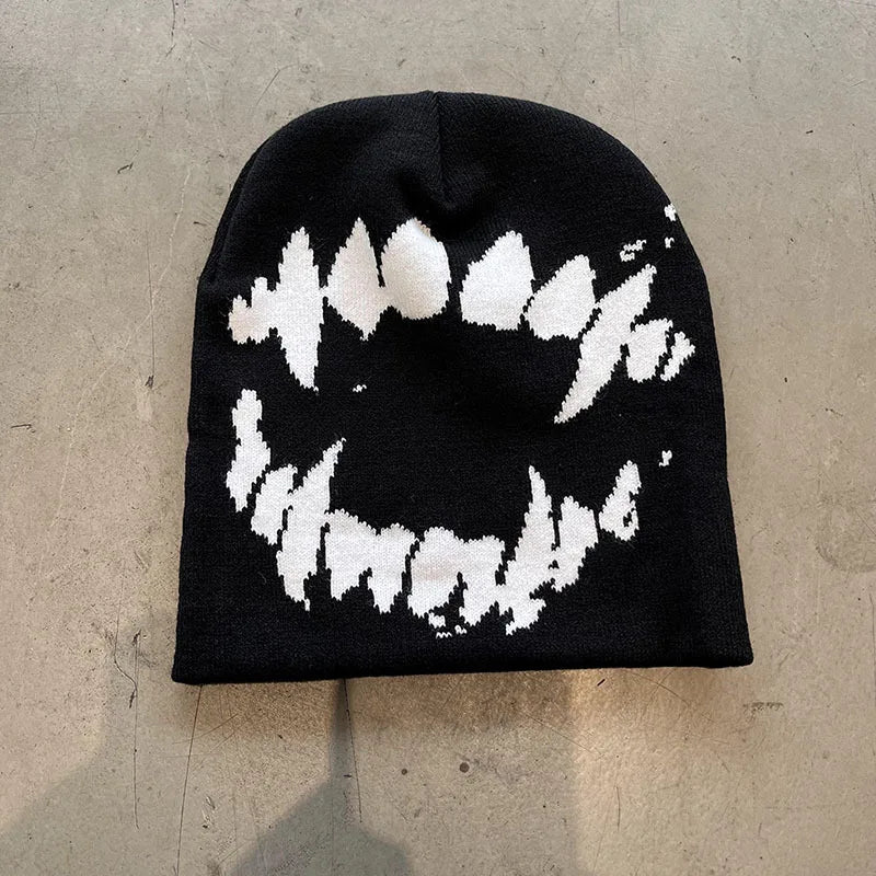 Hat Knitting Beanies Goth Tooth Caps