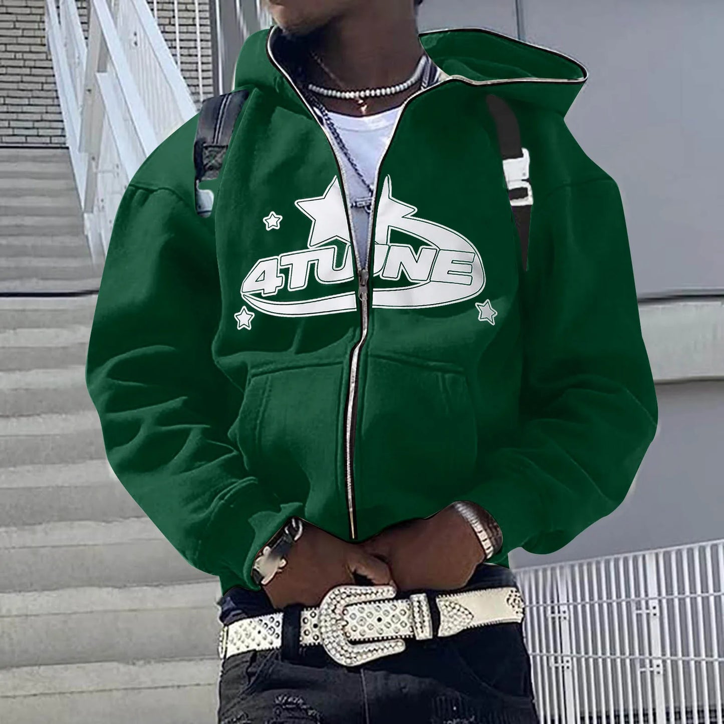 Sudadera con capucha y cremallera Y2K