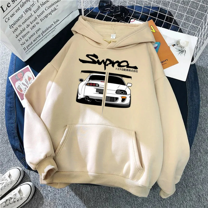 Y2K Streetwear Hoodie – Initial D Supra JDM Manga