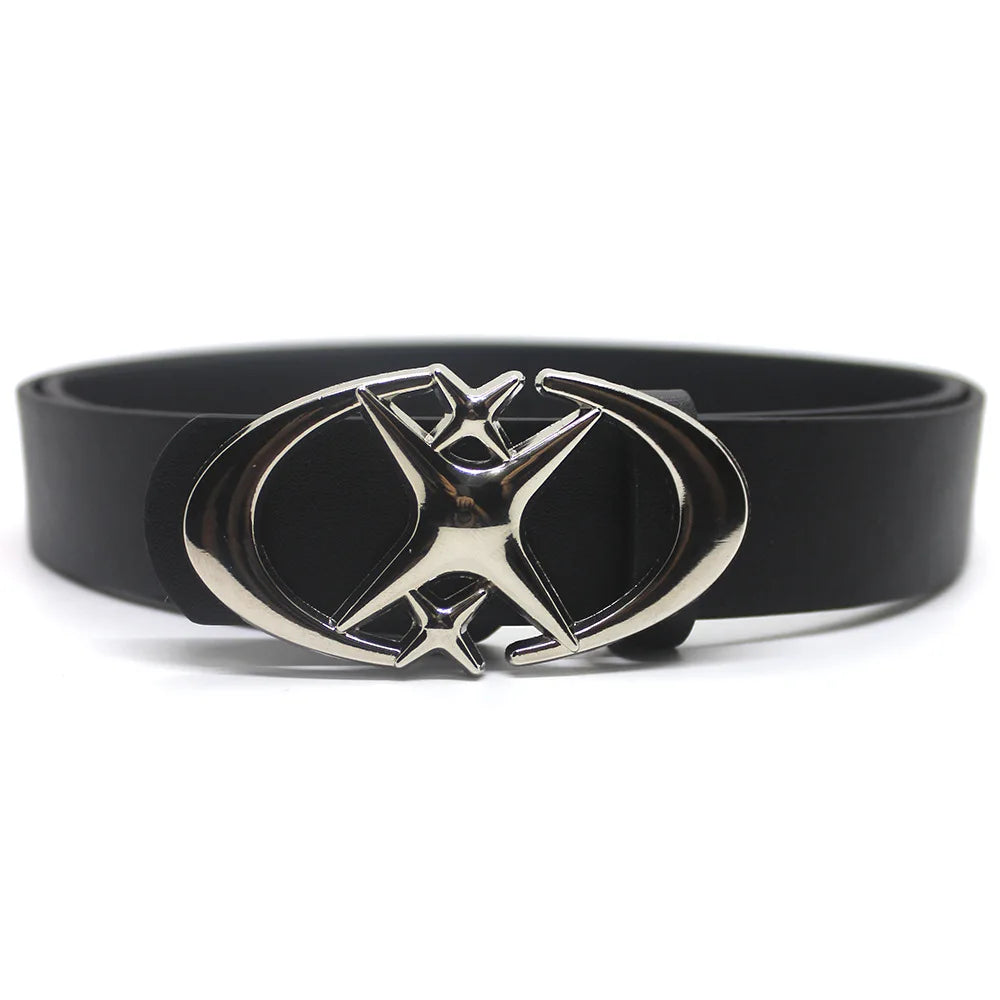 Cinturón con hebilla de estrella y cruz punk vintage para hombre y mujer