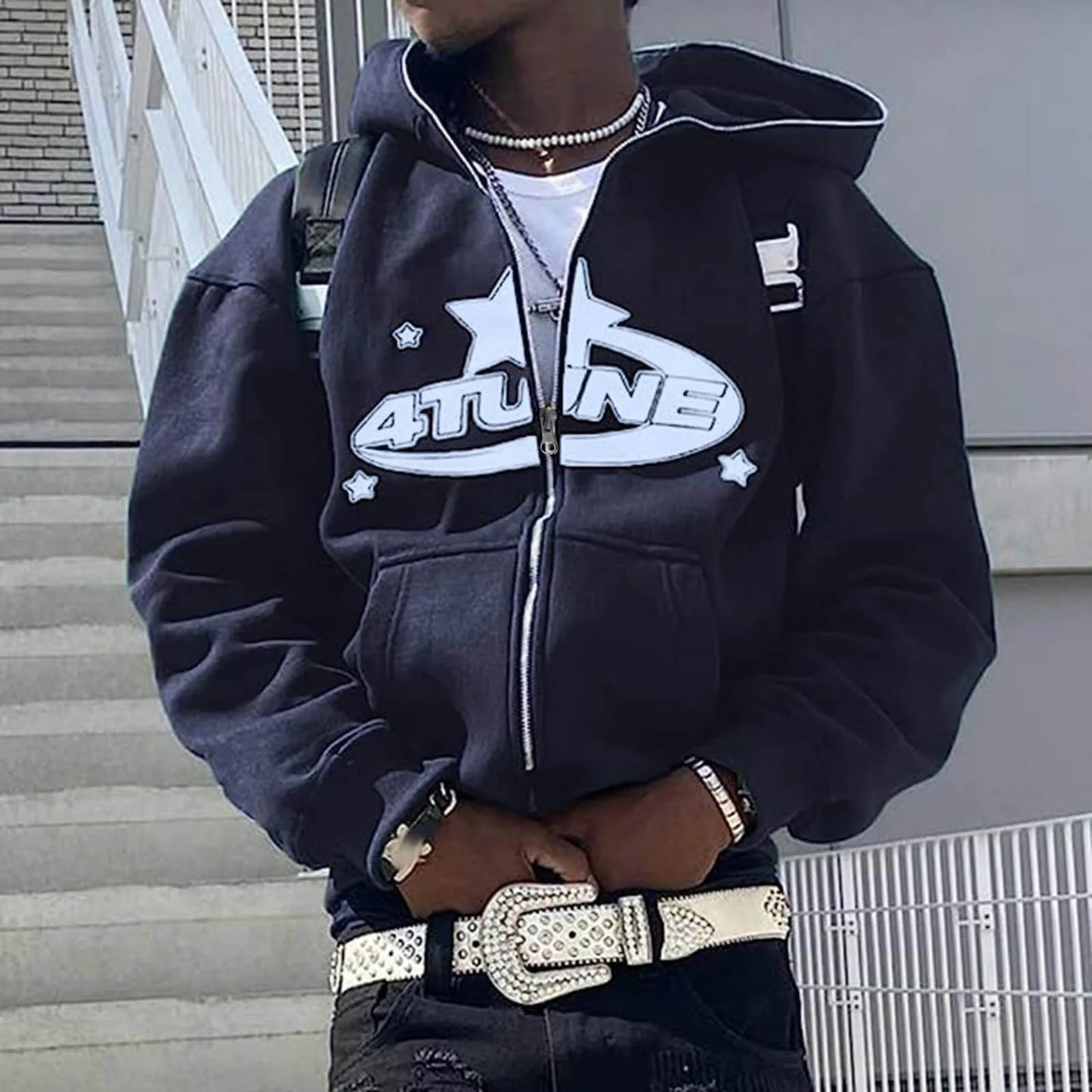 Sudadera con capucha y cremallera Y2K