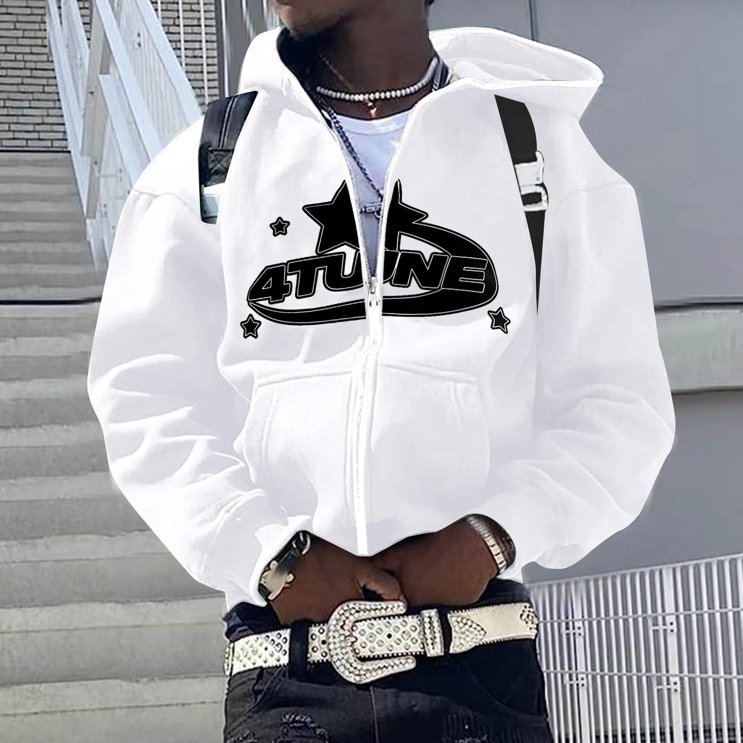 Sudadera con capucha y cremallera Y2K