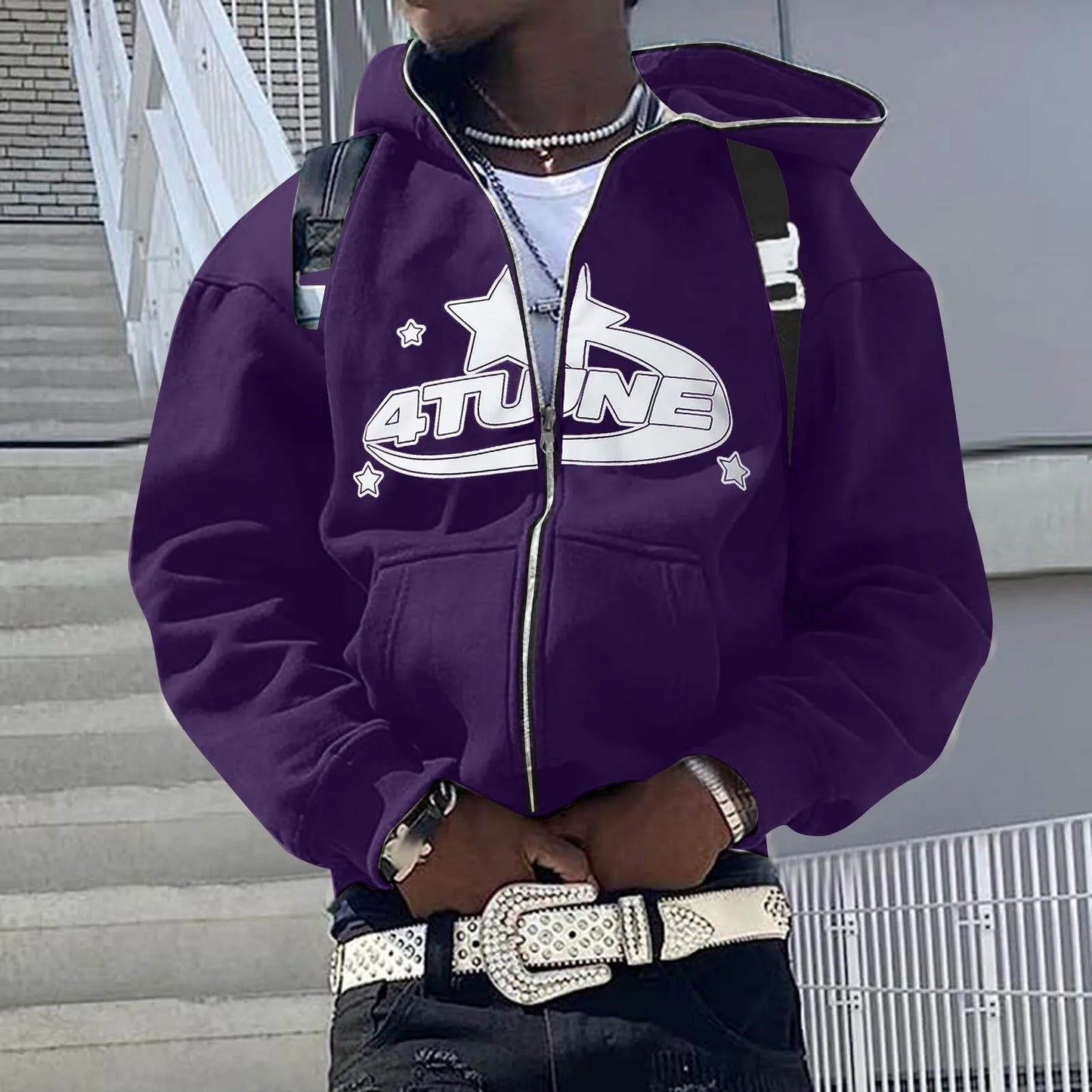 Sudadera con capucha y cremallera Y2K