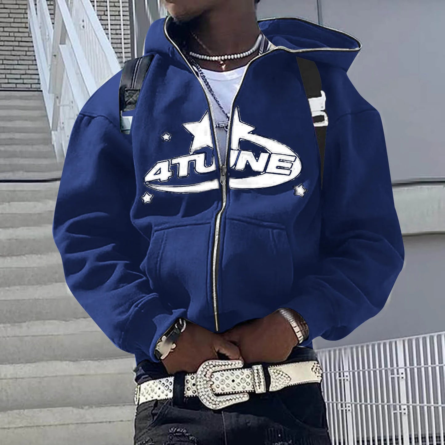 Sudadera con capucha y cremallera Y2K