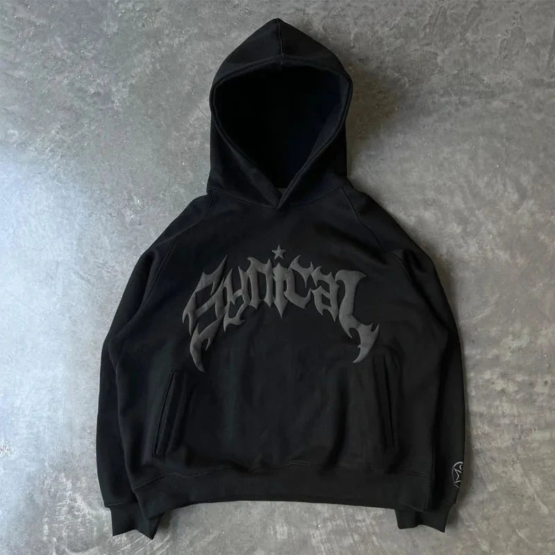 Hoodie Oversized Lettre Imprimée – Harajuku & Y2K