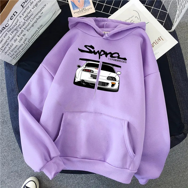 Y2K Streetwear Hoodie – Initial D Supra JDM Manga