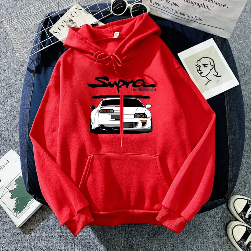 Y2K Streetwear Hoodie – Initial D Supra JDM Manga