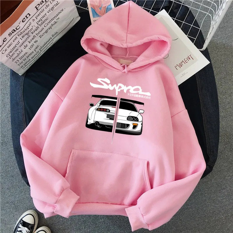Y2K Streetwear Hoodie – Initial D Supra JDM Manga